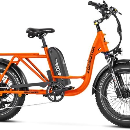 ADDMOTOR GAROOTAN M-81 Electric Bike for Adults. 48V 20AH Removable Battery UL2849 Certified. 750W Rear Gear Motor with 20x4 Fat Tire Ebike. Long-Tail Cargo Electric Bicycle (Carrot)
