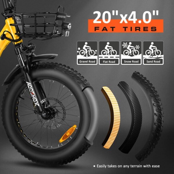 ADDMOTOR TRIKETAN M-330 Electric Trike for Adults. 750W Rear Motor Electric Tricycle. 450lbs. 48V 20Ah 85MI 3 Wheel Electric Bike for Seniors. Fat Tire E-Trike with Parking Brake & Differential - Image 8