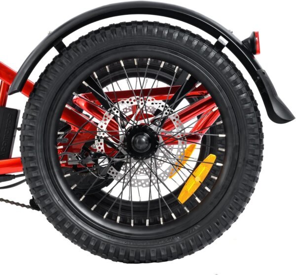 ADDMOTOR CITYTRI E-310 Folding Electric Trike for Adults.UL2849. 750W Rear Motor Electric Trike. 48V 20AH. 90MI. 3-Wheel Electric Bike for Commuting. Cargo 360lbs. Parking Brake.Differential Red - Image 27