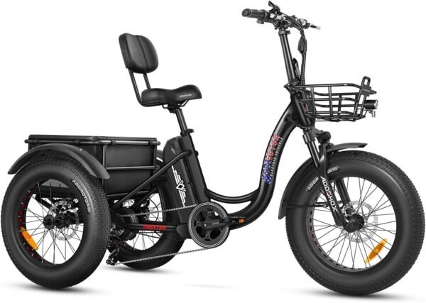 ADDMOTOR TRIKETAN M-330 Electric Trike for Adults. 750W Rear Motor Electric Tricycle. 450lbs. 48V 20Ah 85MI 3 Wheel Electric Bike for Seniors. Fat Tire E-Trike with Parking Brake & Differential