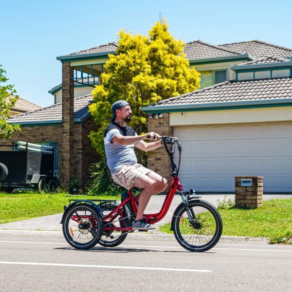 ADDMOTOR CITYTRI E-310 Folding Electric Trike for Adults.UL2849. 750W Rear Motor Electric Trike. 48V 20AH. 90MI. 3-Wheel Electric Bike for Commuting. Cargo 360lbs. Parking Brake.Differential Red - Image 12