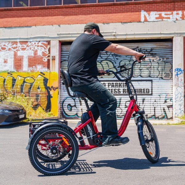 ADDMOTOR CITYTRI E-310 Folding Electric Trike for Adults.UL2849. 750W Rear Motor Electric Trike. 48V 20AH. 90MI. 3-Wheel Electric Bike for Commuting. Cargo 360lbs. Parking Brake.Differential Red - Image 15