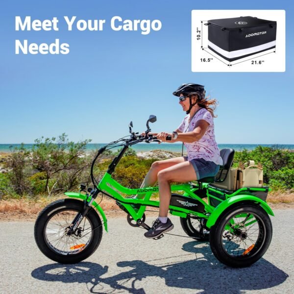 ADDMOTOR ARISETAN Electric Trike for Adults. 750W Rear Motor Electric Tricycle. 85MI 48V 20AH UL2849 Etrike. 380lbs. Semi-Recumbent Three Wheel Electric Bike for Seniors. Parking Brake & Differential - Image 7