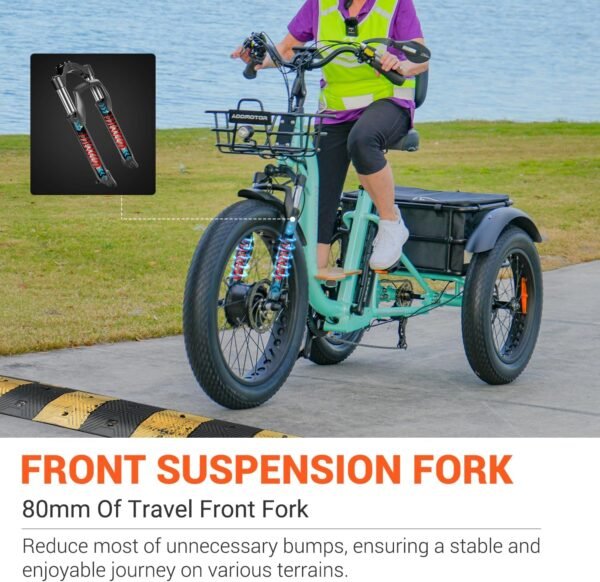 ADDMOTOR Grandtan II Electric Tricycle for Adults. UL2849 Certified. 750W Rear Drive Motor Etrike. 85MI. 48V 20Ah Battery. 3 Wheel Electric Bikes with Suspension & Differential & Parking Brake. 22 MPH - Image 8