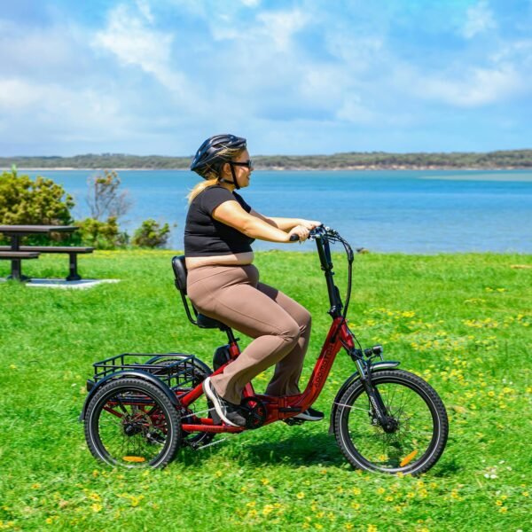 ADDMOTOR CITYTRI E-310 Folding Electric Trike for Adults.UL2849. 750W Rear Motor Electric Trike. 48V 20AH. 90MI. 3-Wheel Electric Bike for Commuting. Cargo 360lbs. Parking Brake.Differential Red - Image 13
