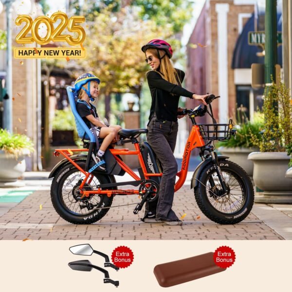 ADDMOTOR GAROOTAN M-81 Electric Bike for Adults. 48V 20AH Removable Battery UL2849 Certified. 750W Rear Gear Motor with 20x4 Fat Tire Ebike. Long-Tail Cargo Electric Bicycle (Olive) - Image 2