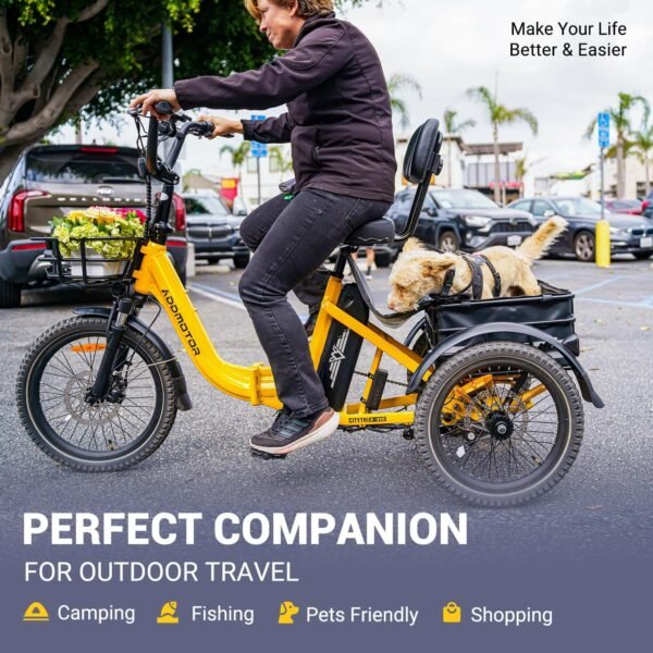 ADDMOTOR CITYTRI E-310 Folding Electric Trike for Adults.UL2849. 750W Rear Motor Electric Trike. 48V 20AH. 90MI. 3-Wheel Electric Bike for Commuting. Cargo 360lbs. Parking Brake.Differential Red - Image 10
