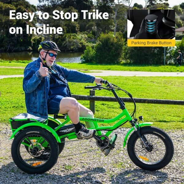 ADDMOTOR ARISETAN Electric Trike for Adults. 750W Rear Motor Electric Tricycle. 85MI 48V 20AH UL2849 Etrike. 380lbs. Semi-Recumbent Three Wheel Electric Bike for Seniors. Parking Brake & Differential - Image 8